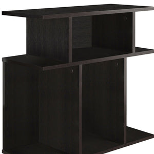 HomeRoots 24" Brown Wood End Table with Six Open Shelves - Stylish, Compact Storage for Any Room Decor 332835