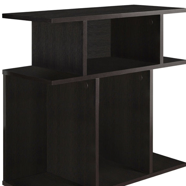 HomeRoots 24" Brown Wood End Table with Six Open Shelves - Stylish, Compact Storage for Any Room Decor 332835