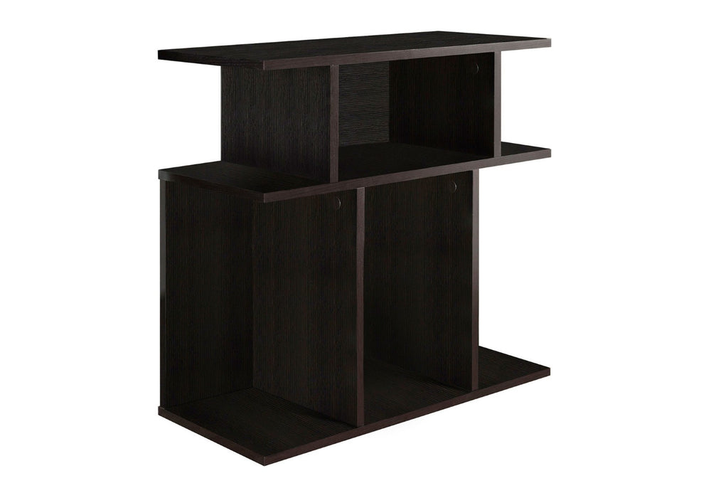 HomeRoots 24" Brown Wood End Table with Six Open Shelves - Stylish, Compact Storage for Any Room Decor 332835