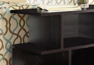 HomeRoots 24" Brown Wood End Table with Six Open Shelves - Stylish, Compact Storage for Any Room Decor 332835