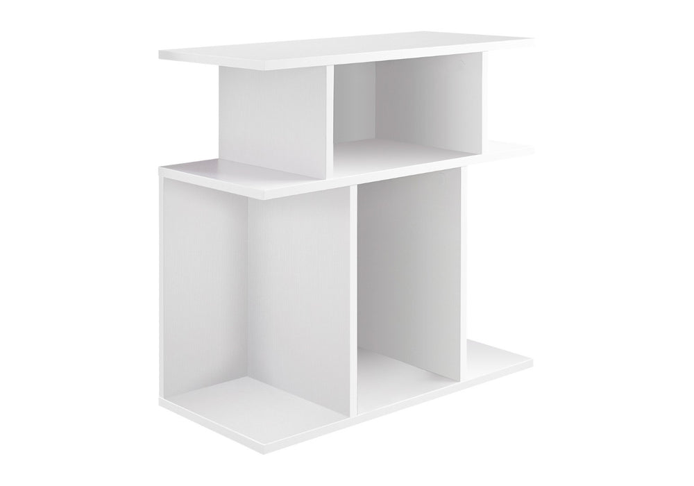 HomeRoots 24" White Wood End Table - Stylish Compact Design with 6 Open Shelves for Smart Storage Solutions 332836