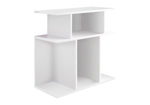 HomeRoots 24" White Wood End Table - Stylish Compact Design with 6 Open Shelves for Smart Storage Solutions 332836