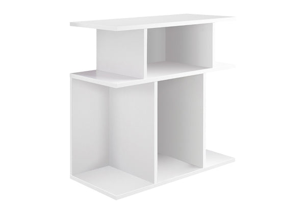 HomeRoots 24" White Wood End Table - Stylish Compact Design with 6 Open Shelves for Smart Storage Solutions 332836