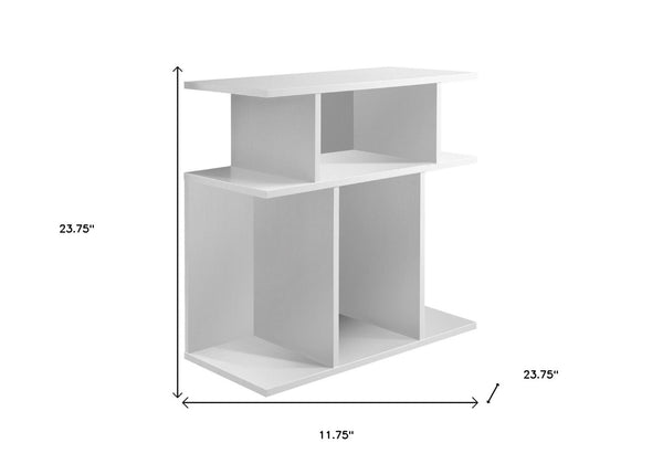 HomeRoots 24" White Wood End Table - Stylish Compact Design with 6 Open Shelves for Smart Storage Solutions 332836