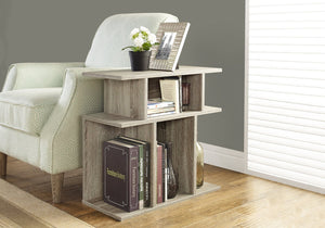HomeRoots 24" Deep Taupe End Table with 6 Shelves - Stylish Storage Solution for Small Spaces & Modern Homes 332837