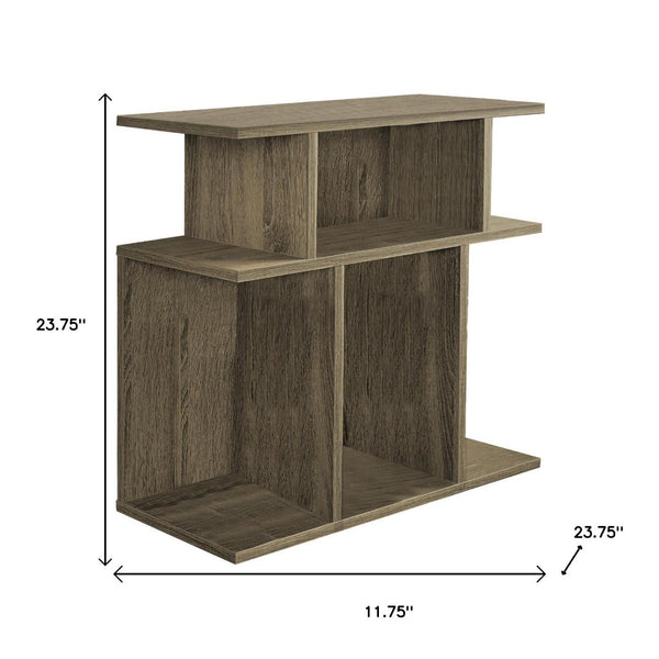 HomeRoots 24" Deep Taupe End Table with 6 Shelves - Stylish Storage Solution for Small Spaces & Modern Homes 332837