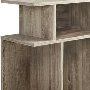 HomeRoots 24" Deep Taupe End Table with 6 Shelves - Stylish Storage Solution for Small Spaces & Modern Homes 332837