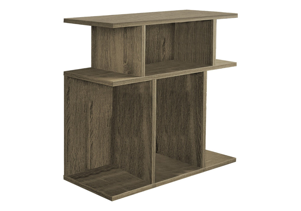 HomeRoots 24" Deep Taupe End Table with 6 Shelves - Stylish Storage Solution for Small Spaces & Modern Homes 332837