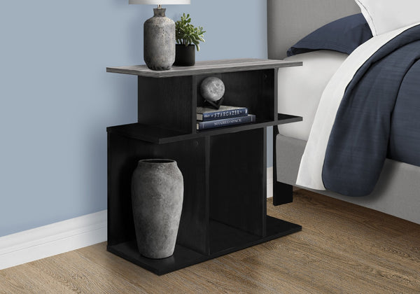 HomeRoots 24" Gray and Black End Table with 6 Shelves - Stylish Storage Solution for Modern Living Spaces 332838