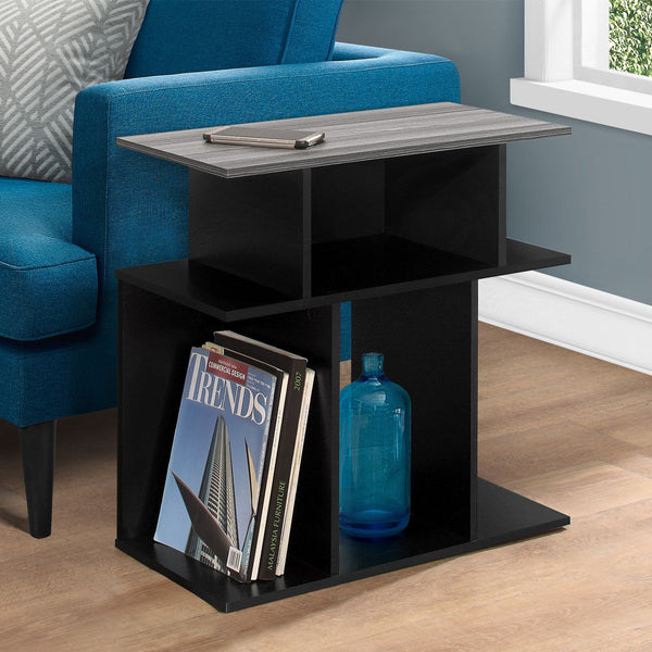 Homeroots 24" Black And Gray Wood End Table With 6   332838