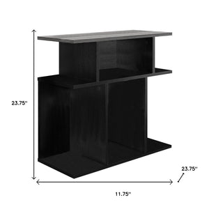 HomeRoots 24" Gray and Black End Table with 6 Shelves - Stylish Storage Solution for Modern Living Spaces 332838