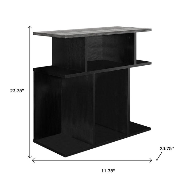 HomeRoots 24" Gray and Black End Table with 6 Shelves - Stylish Storage Solution for Modern Living Spaces 332838