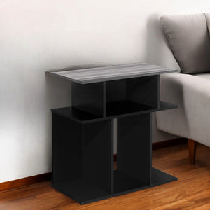 Homeroots 24" Black And Gray Wood End Table With 6   332838