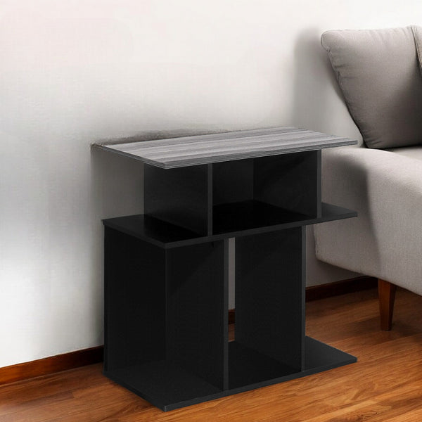 Homeroots 24" Black And Gray Wood End Table With 6   332838