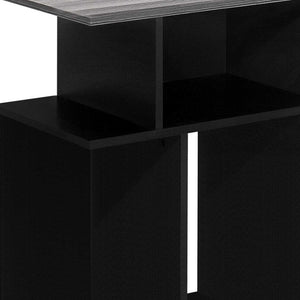 Homeroots 24" Black And Gray Wood End Table With 6   332838