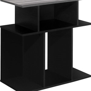 Homeroots 24" Black And Gray Wood End Table With 6   332838