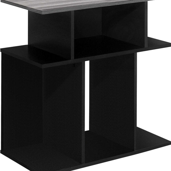 Homeroots 24" Black And Gray Wood End Table With 6   332838