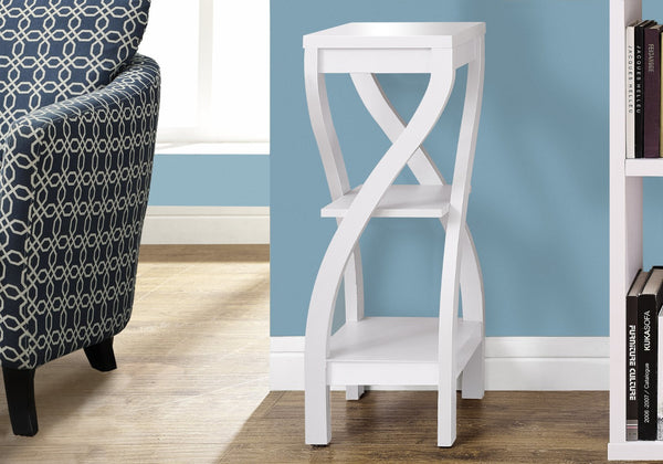 HomeRoots 32" Stylish Wood Square End Table with Two Open Shelves for Modern Living Room or Bedroom Use White 332840