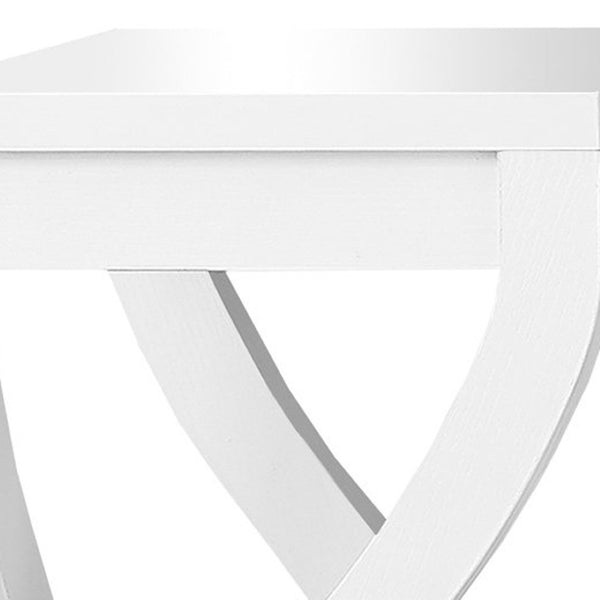 HomeRoots 32" Stylish Wood Square End Table with Two Open Shelves for Modern Living Room or Bedroom Use White 332840
