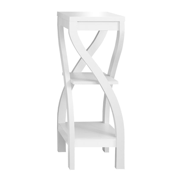 HomeRoots 32" Stylish Wood Square End Table with Two Open Shelves for Modern Living Room or Bedroom Use White 332840