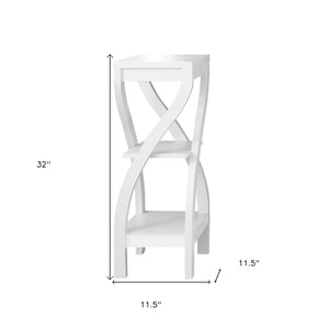 HomeRoots 32" Stylish Wood Square End Table with Two Open Shelves for Modern Living Room or Bedroom Use White 332840