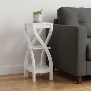 HomeRoots 32" Stylish Wood Square End Table with Two Open Shelves for Modern Living Room or Bedroom Use White 332840