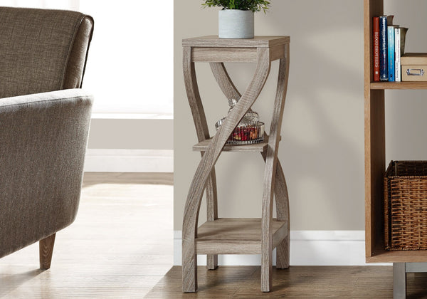 HomeRoots 32" Stylish Wood Square End Table with Two Open Shelves for Modern Living Room or Bedroom Use Dark Taupe 332841