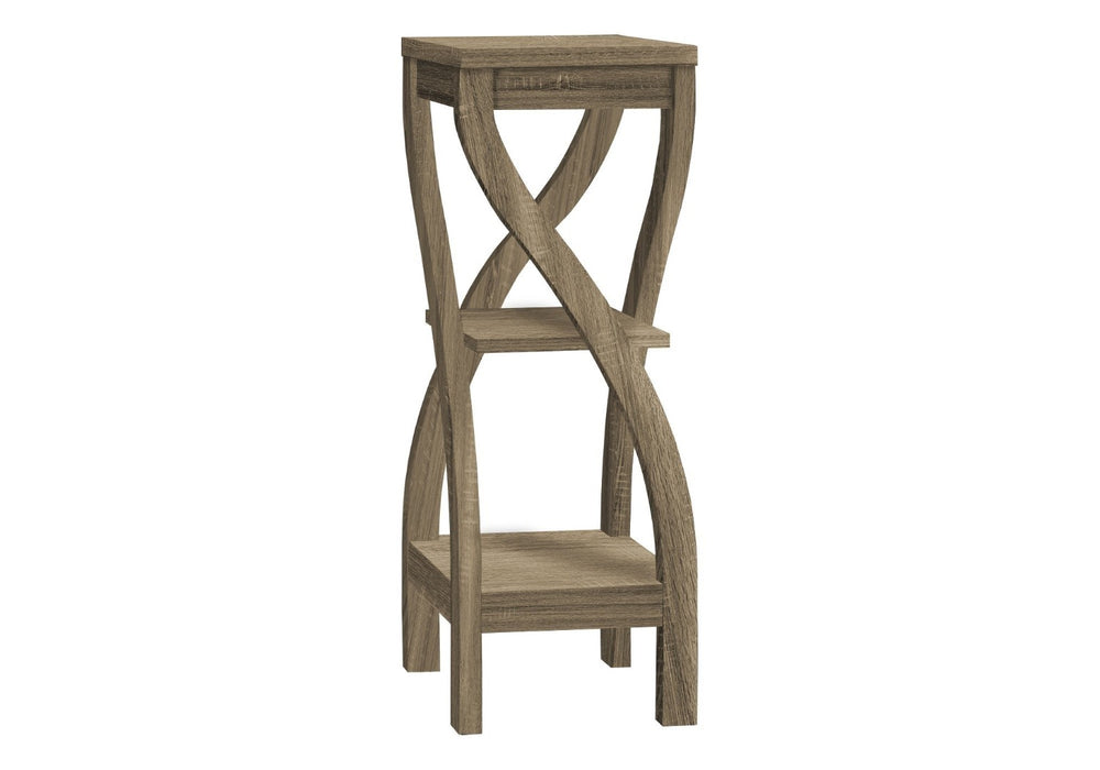 HomeRoots 32" Stylish Wood Square End Table with Two Open Shelves for Modern Living Room or Bedroom Use Dark Taupe 332841