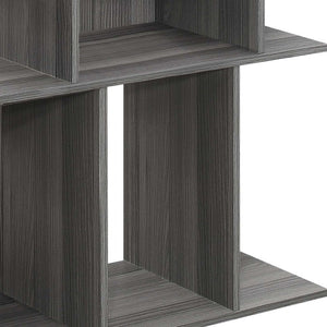 HomeRoots 24" Dark Gray Wood End Table - Stylish Six-Shelf Storage Solution for Compact Spaces & Modern Decor 332842