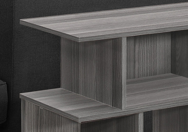 HomeRoots 24" Dark Gray Wood End Table - Stylish Six-Shelf Storage Solution for Compact Spaces & Modern Decor 332842