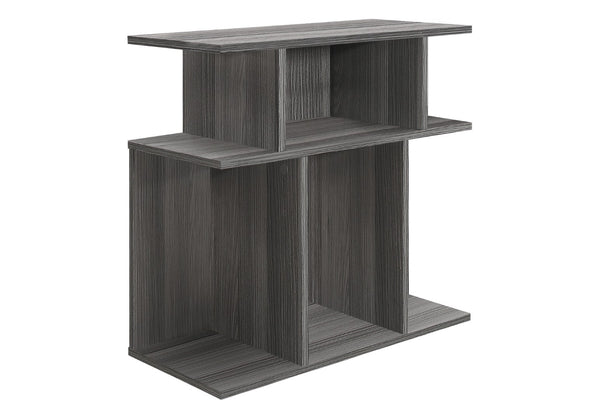 HomeRoots 24" Dark Gray Wood End Table - Stylish Six-Shelf Storage Solution for Compact Spaces & Modern Decor 332842