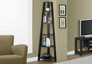 HomeRoots 71" Espresso Wood Five-Tier Corner Bookcase for Stylish Storage and Display in Any Room Cappuccino 332851