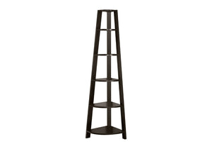 HomeRoots 71" Espresso Wood Five-Tier Corner Bookcase for Stylish Storage and Display in Any Room Cappuccino 332851