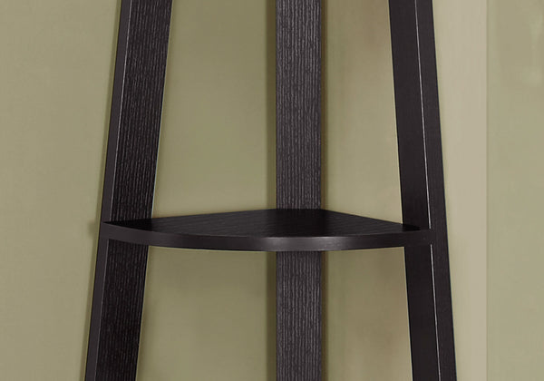 Homeroots 71" Espresso Wood Five Tier Corner Bookcase Cappuccino  332851