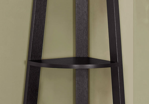 HomeRoots 71" Espresso Wood Five-Tier Corner Bookcase for Stylish Storage and Display in Any Room Cappuccino 332851