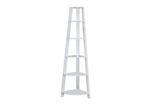 HomeRoots 71" Espresso Wood Five-Tier Corner Bookcase for Stylish Storage and Display in Any Room White 332852