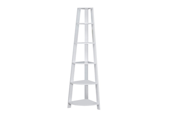 HomeRoots 71" Espresso Wood Five-Tier Corner Bookcase for Stylish Storage and Display in Any Room White 332852