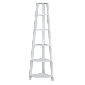 Homeroots 71" White Wood Corner Bookcase White  332852