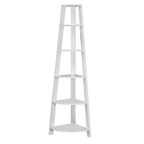 Homeroots 71" White Wood Corner Bookcase White  332852