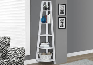 HomeRoots 71" Espresso Wood Five-Tier Corner Bookcase for Stylish Storage and Display in Any Room White 332852