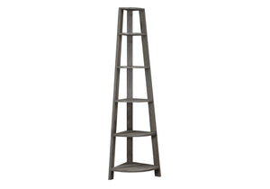 Homeroots 71" Taupe Wood Corner Bookcase Dark Taupe  332853