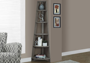 HomeRoots 71" Espresso Wood Five-Tier Corner Bookcase for Stylish Storage and Display in Any Room Dark Taupe 332853
