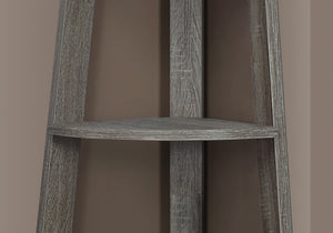 Homeroots 71" Taupe Wood Corner Bookcase Dark Taupe  332853