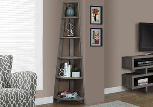 HomeRoots 71" Espresso Wood Five-Tier Corner Bookcase for Stylish Storage and Display in Any Room Dark Taupe 332853
