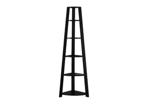 HomeRoots 71" Espresso Wood Five-Tier Corner Bookcase for Stylish Storage and Display in Any Room Black 332855