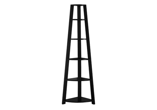 HomeRoots 71" Espresso Wood Five-Tier Corner Bookcase for Stylish Storage and Display in Any Room Black 332855