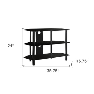 Homeroots 36" Black Metal Open Shelving Tv Stand  Metal 332857