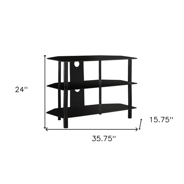 Homeroots 36" Black Metal Open Shelving Tv Stand  Metal 332857
