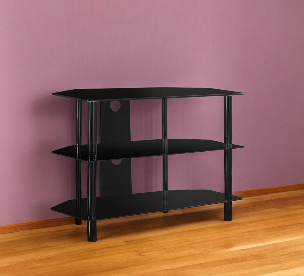 Homeroots 36" Black Metal Open Shelving Tv Stand  Metal 332857