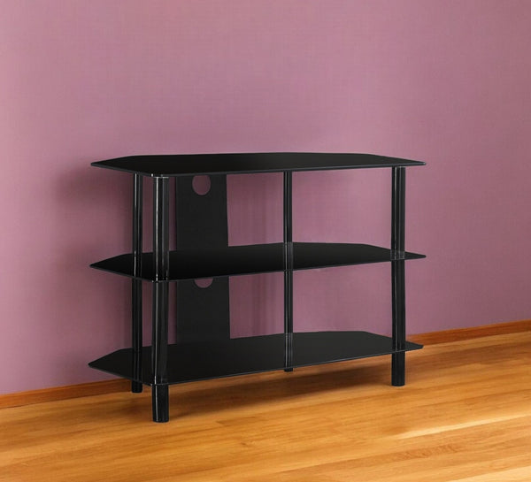 Homeroots 36" Black Metal Open Shelving Tv Stand  Metal 332857